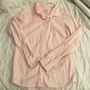 J.crew XS 100% cotton pink and white strips button